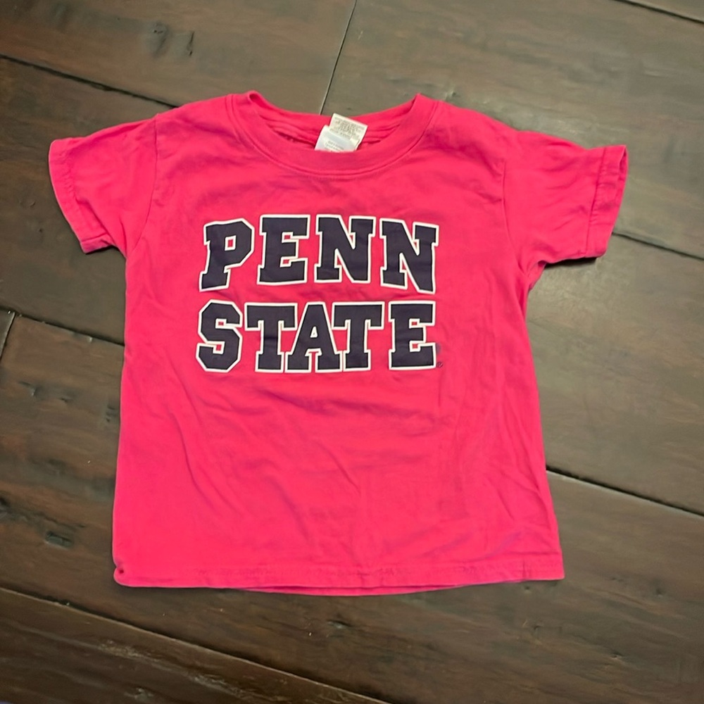 Penn State Nittany, lion girls, pink T-shirt, and baseball hat